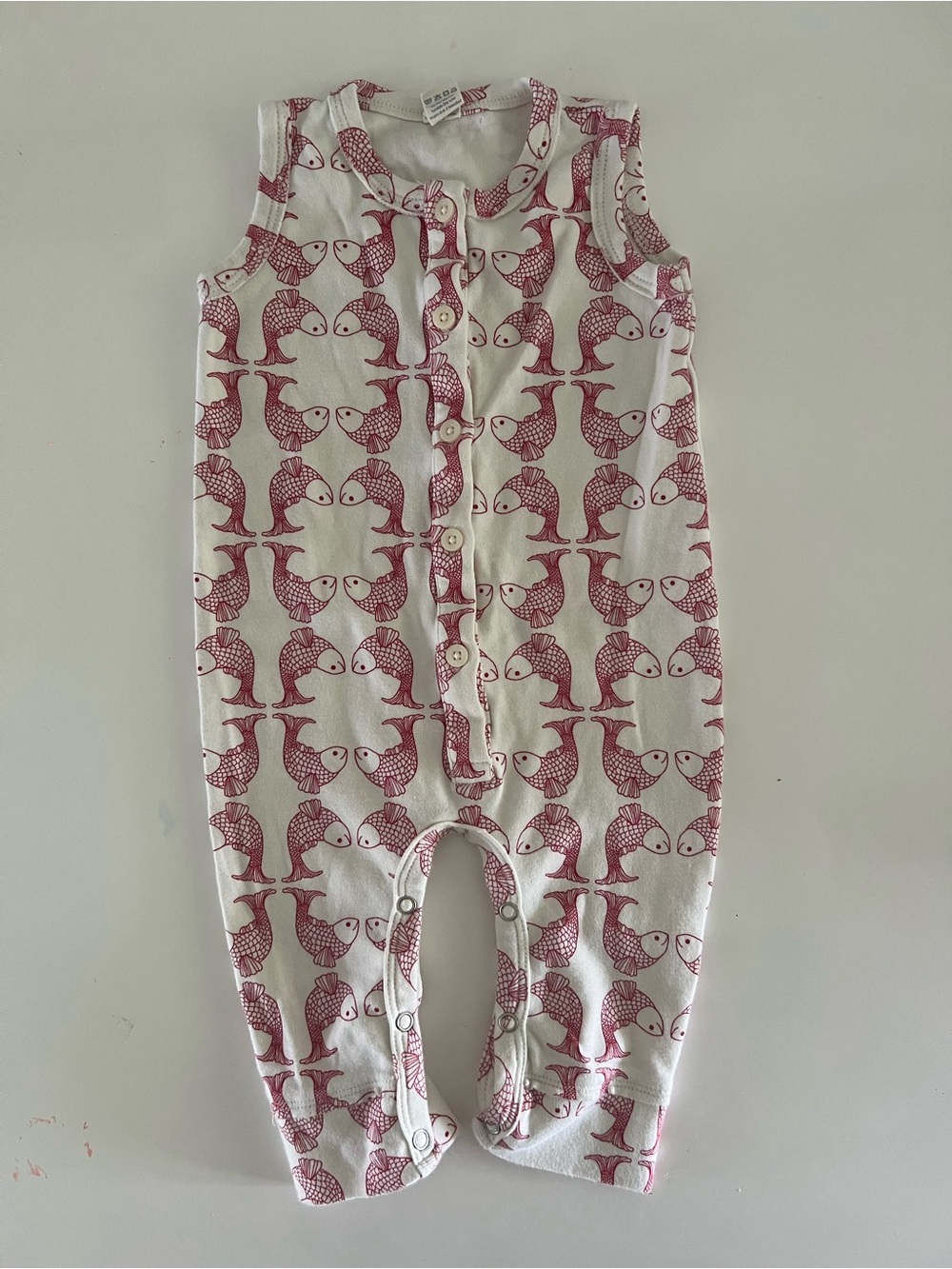 Kate Quinn Fish Print Organic Cotton Romper 12-18M